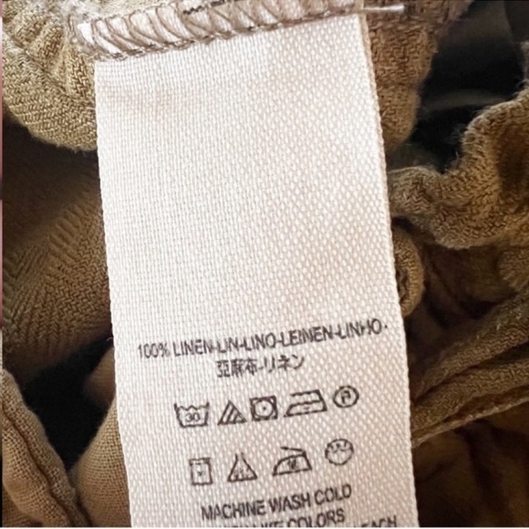 Free People Paperbag Pants Straight Leg Linen Cuffed Leg Tie Belt Size Small - Picture 8 of 11